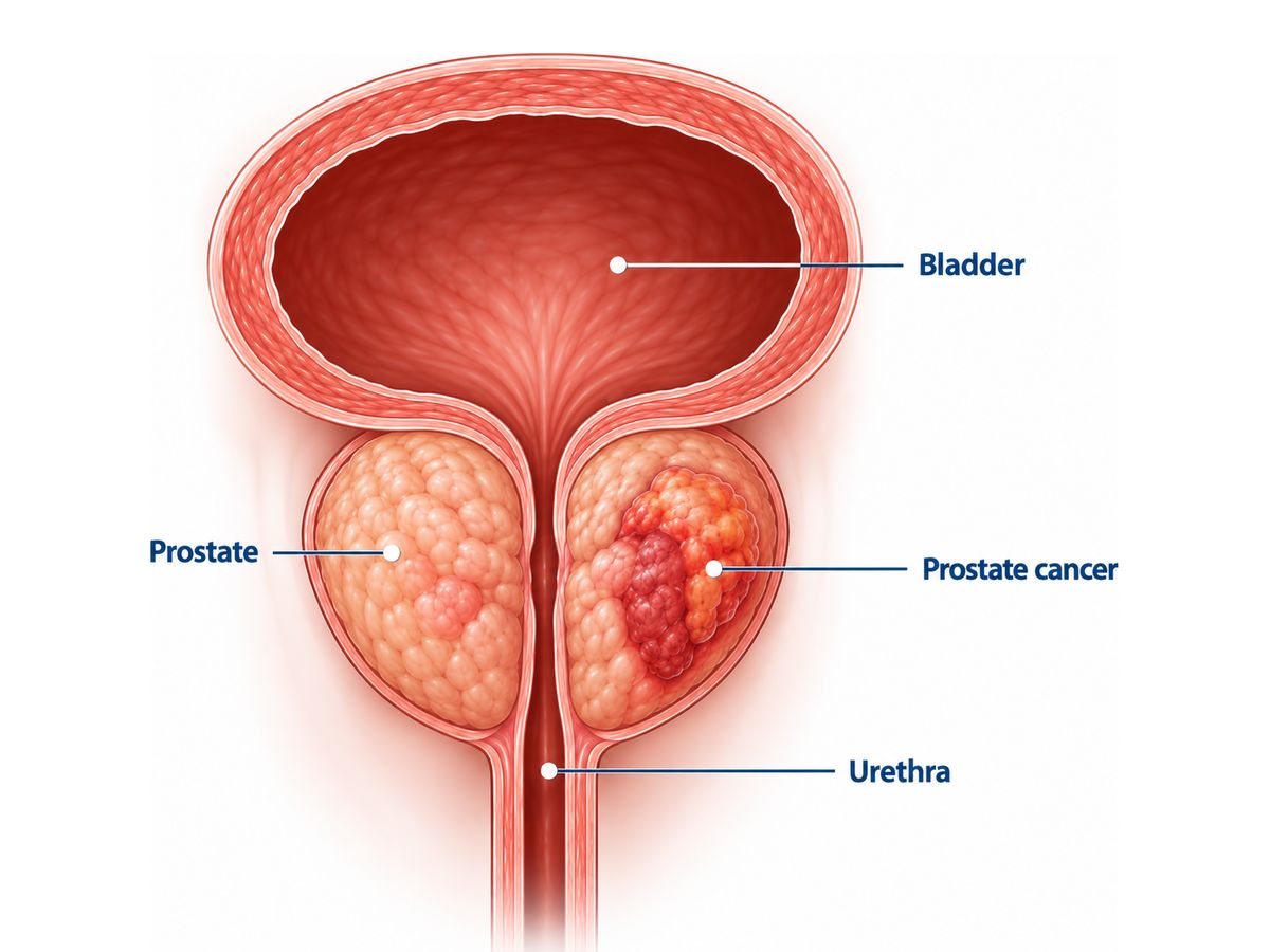 Illustration of a tumour within the prostate