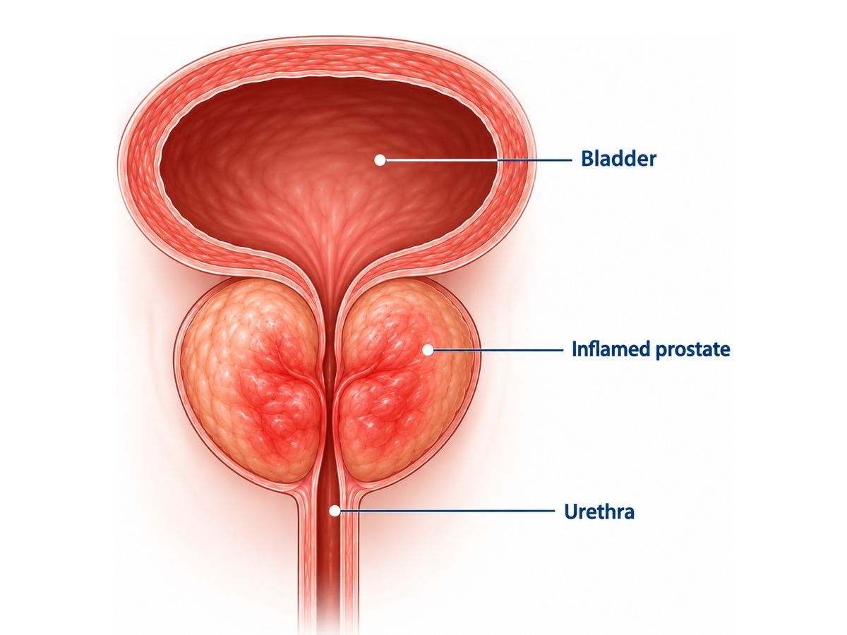 Illustration of an inflamed prostate